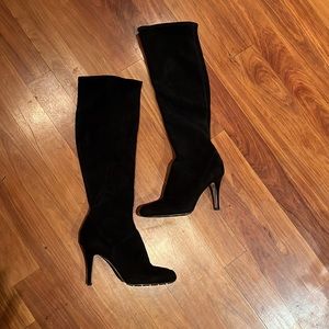 NEW ! ColeHaan Black Suede Knee High Boots size 10 Nike Air Footbed